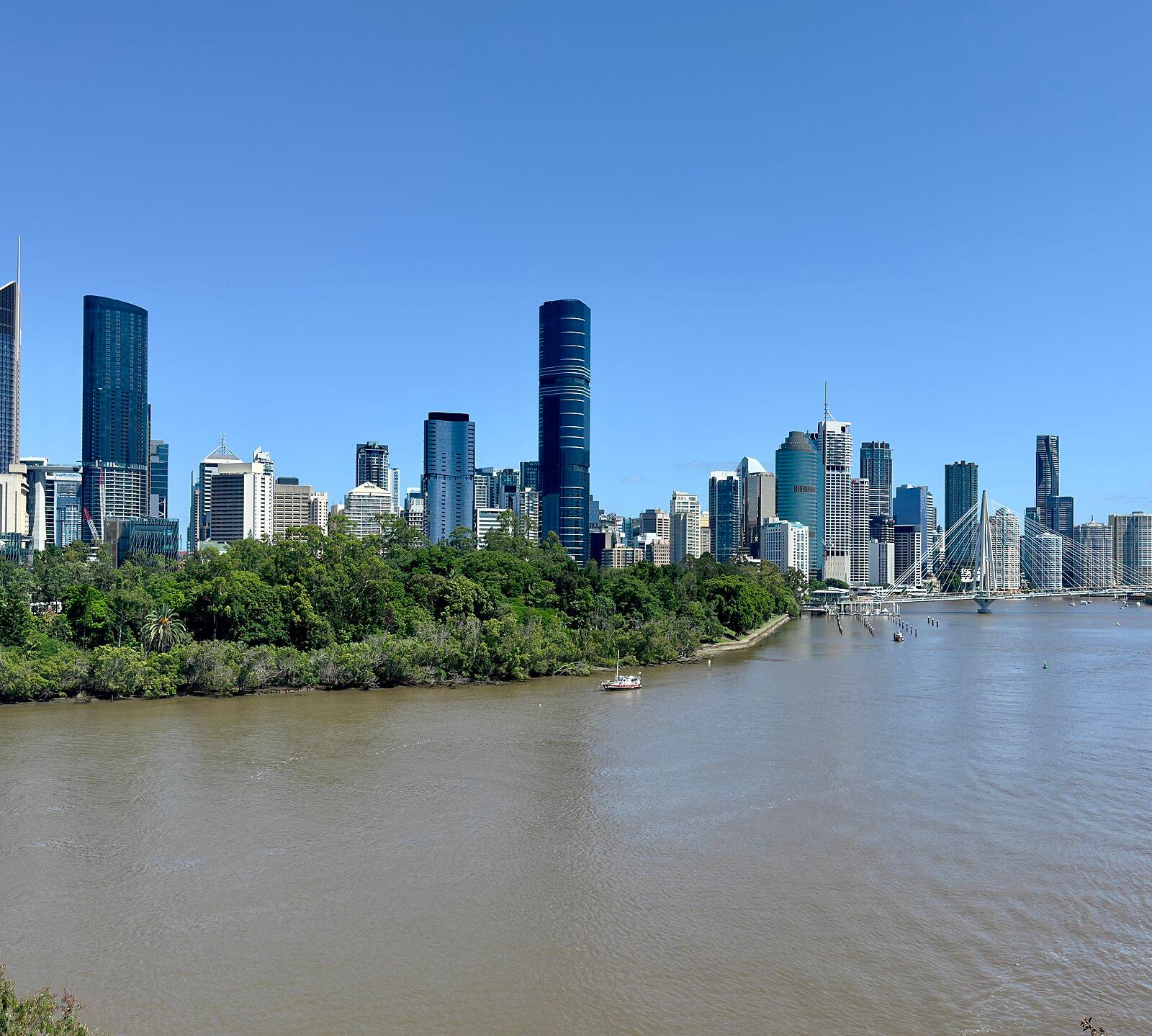 Brisbane CBD seen from Kangaroo Point, 2024
